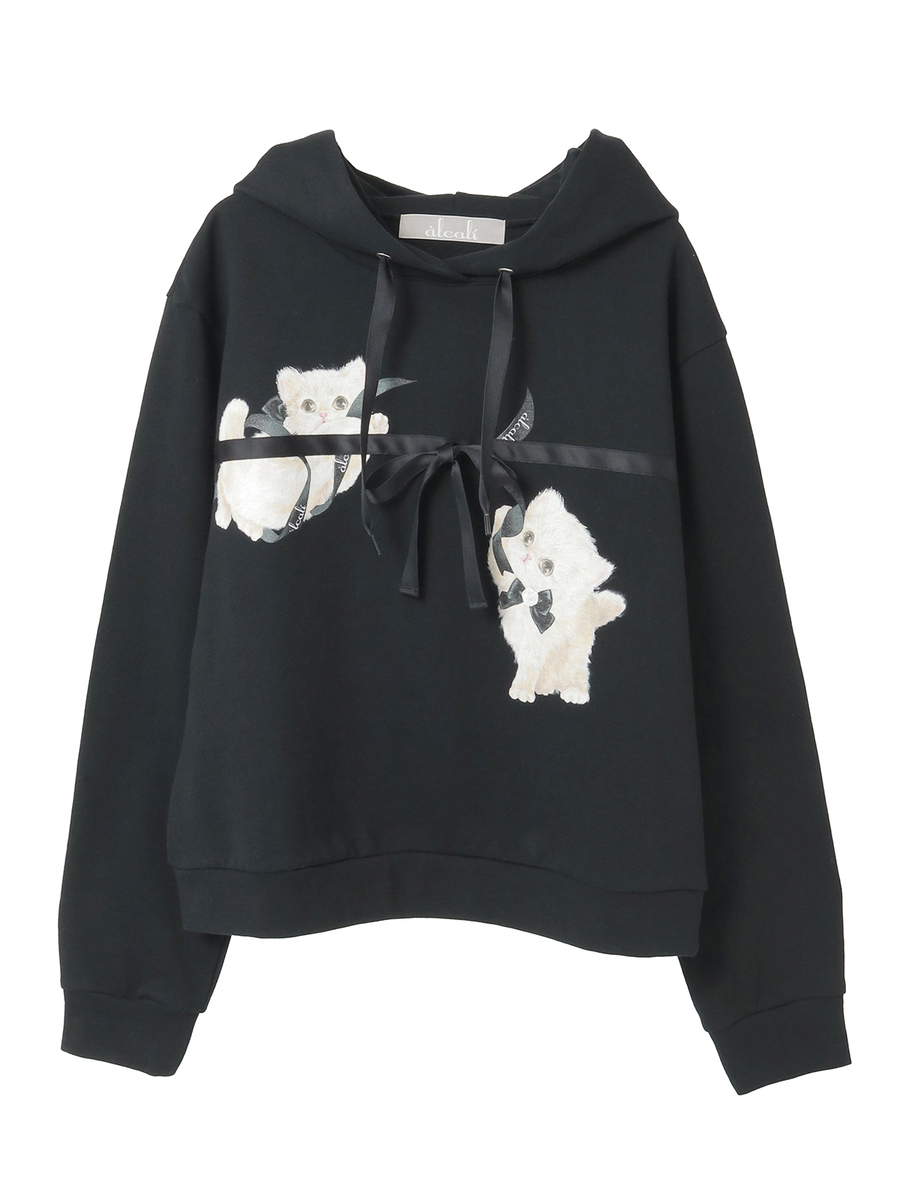 【alcali x Haruka Yoshizawa】マンチカンリボンフーディー 詳細画像 ブラック 1