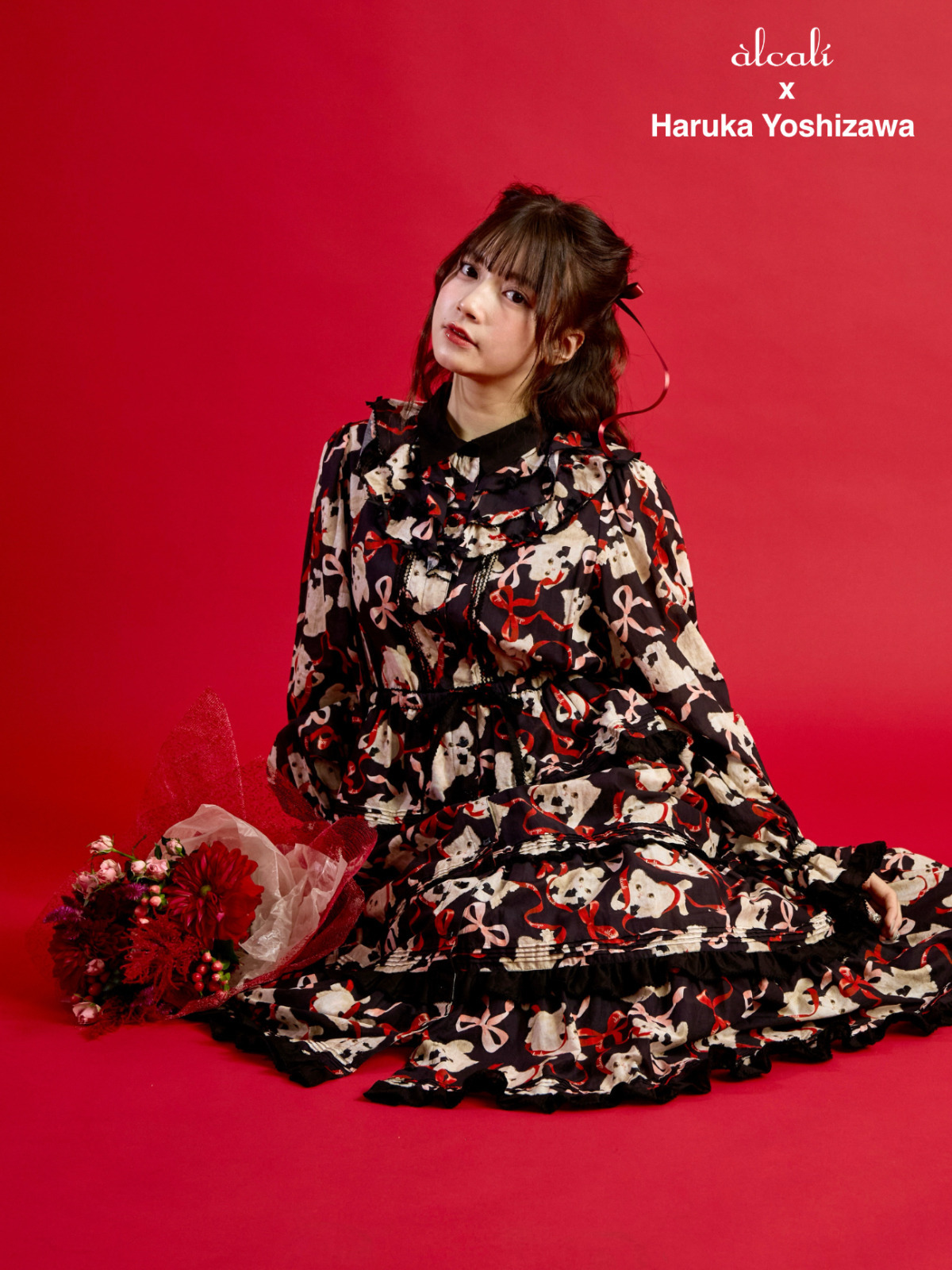 alcali x Haruka Yoshizawa】マンチカンリボンワンピース｜ピンク