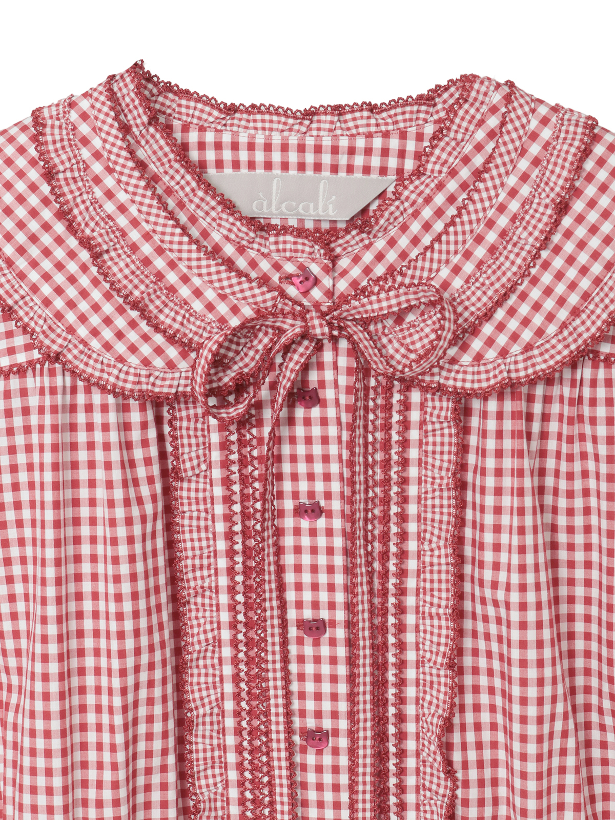 レア　アトリエgg チェックブラウス alcali x Haruka Yoshizawa】猫耳付け襟チェックブラウス｜ピンク