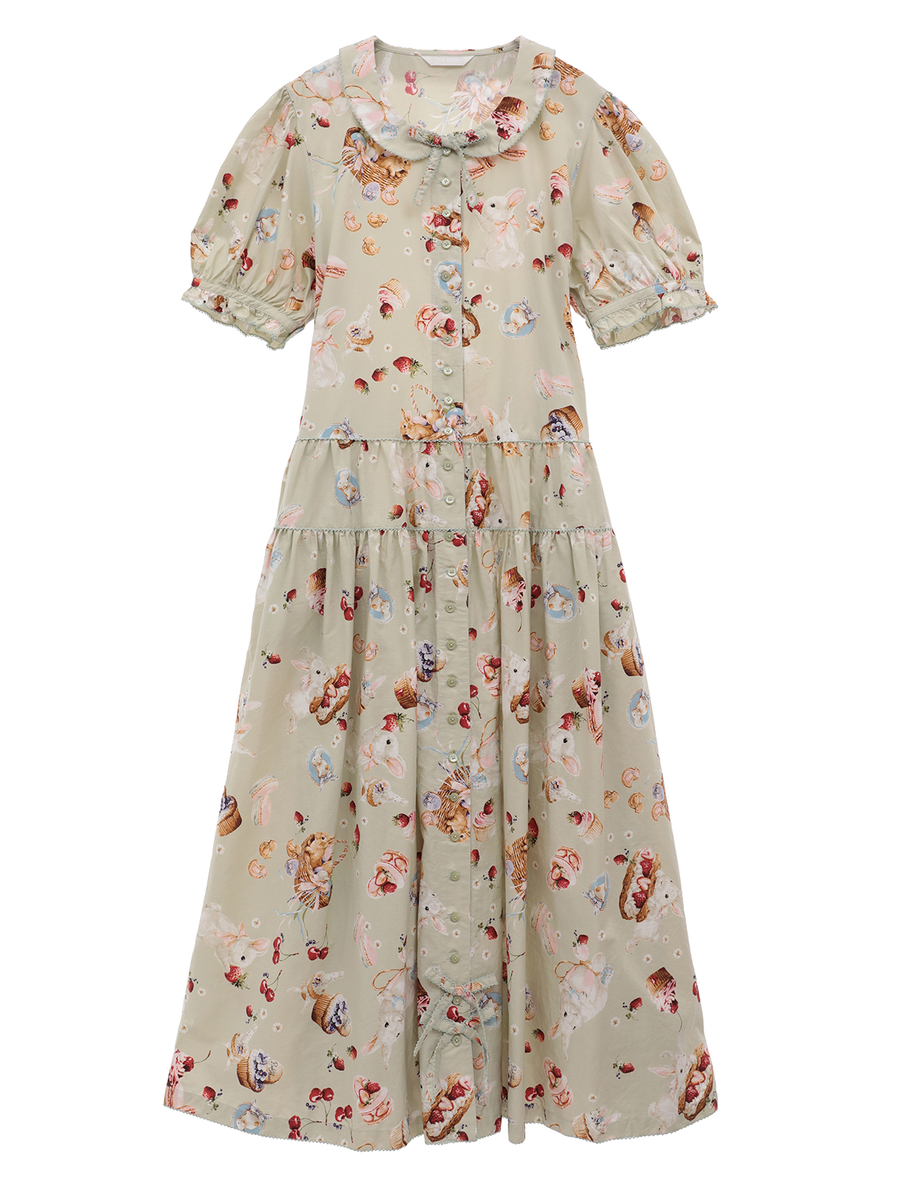 スイーツスプリングバニープリントワンピース 詳細画像 ハッカ 1