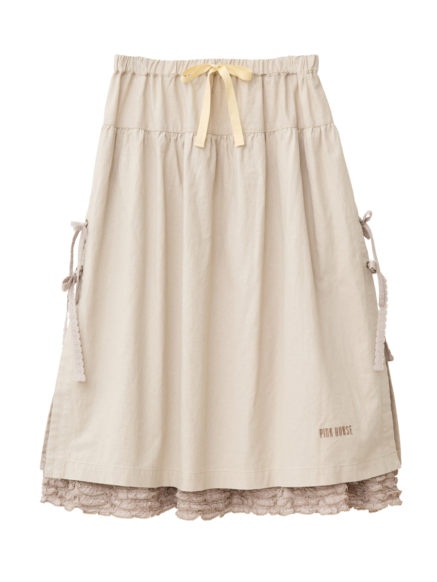 コットンリネンキャンバススカート 詳細画像 グレージュ 1