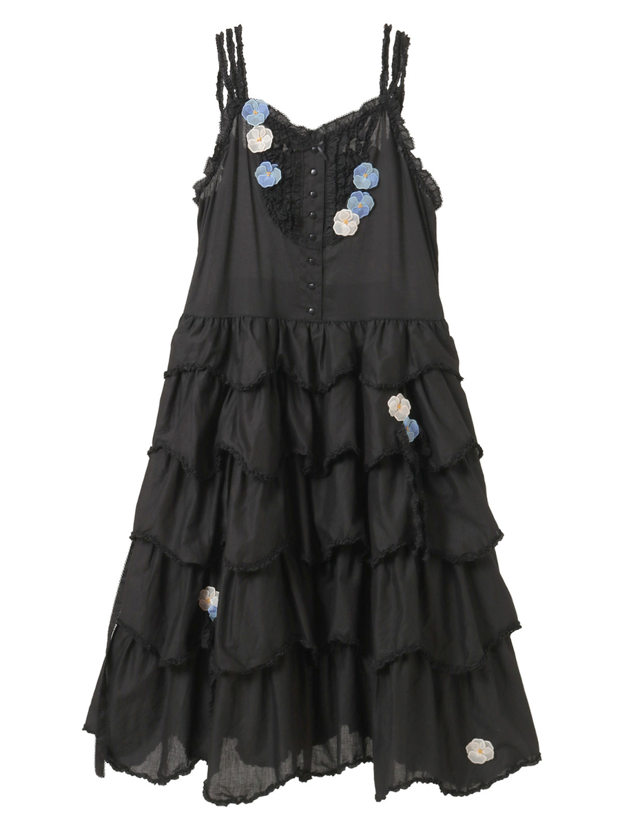 パンジーレース使いローンキャミソールワンピース 詳細画像 クロ 1