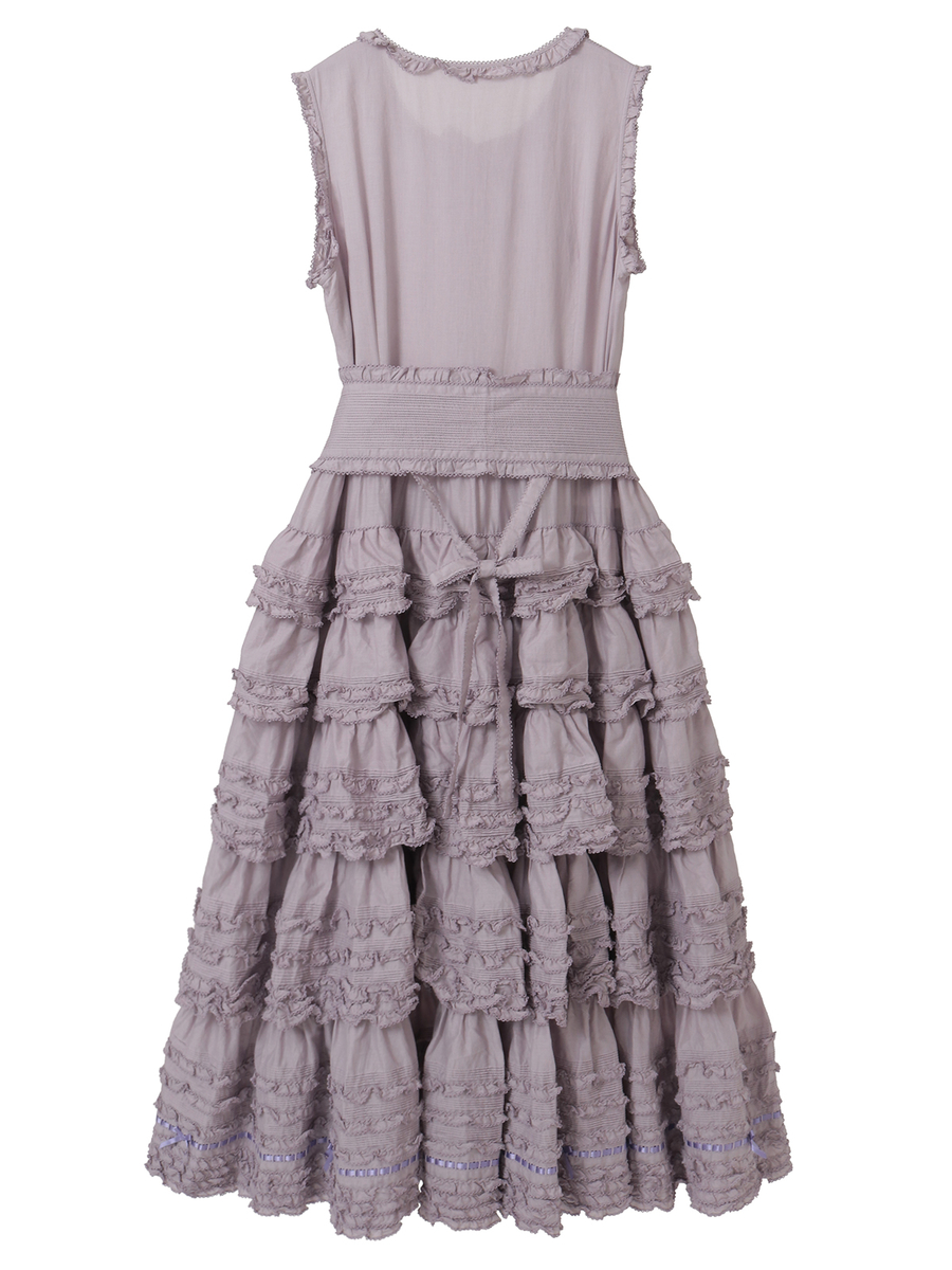 サッシュベルト付きローンフリルワンピース 詳細画像 ラベンダー 2