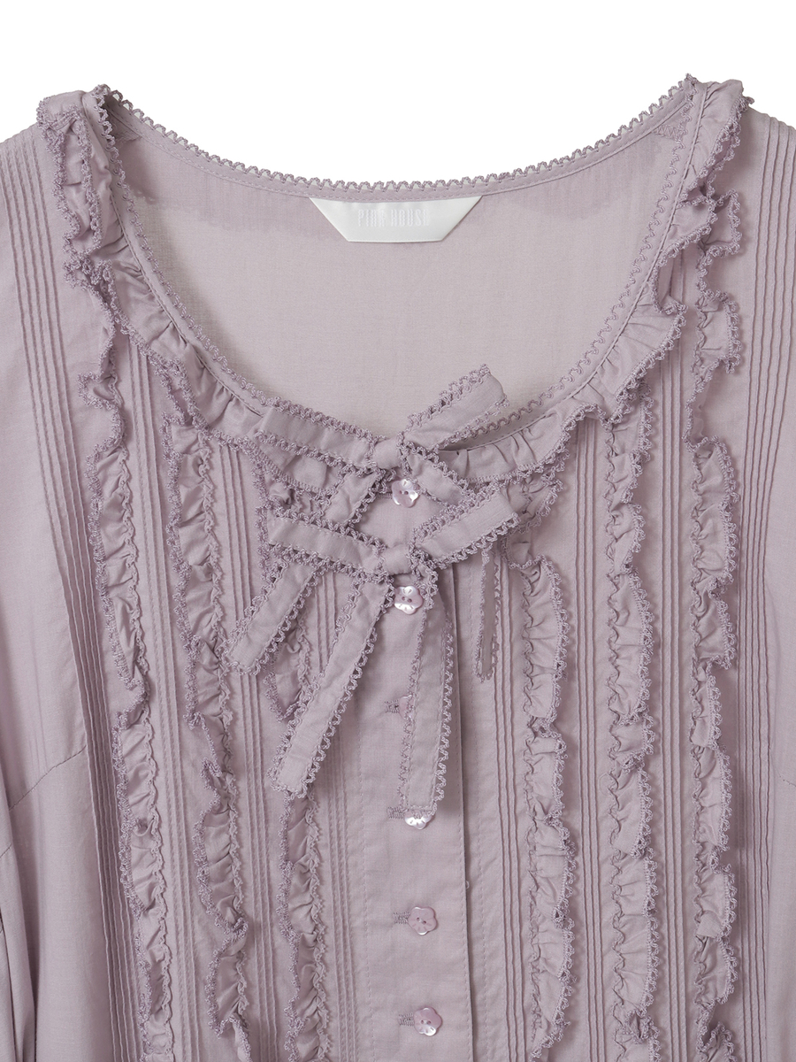 サッシュベルト付きローンフリルワンピース 詳細画像 ラベンダー 3