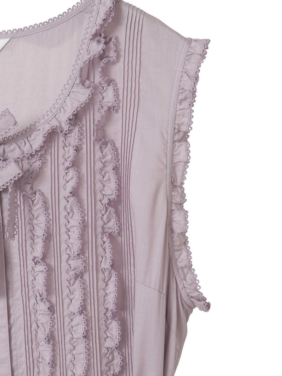 サッシュベルト付きローンフリルワンピース 詳細画像 ラベンダー 4
