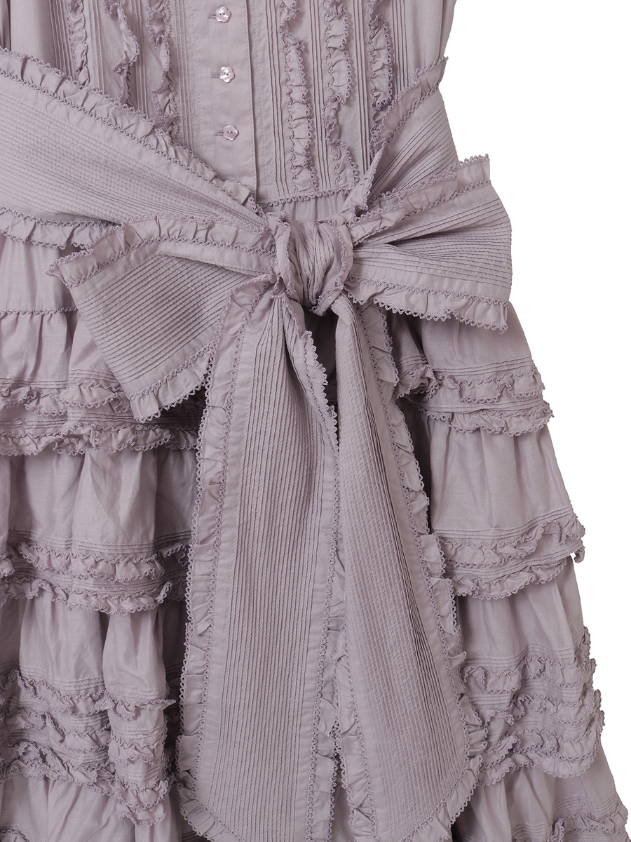 サッシュベルト付きローンフリルワンピース 詳細画像 ラベンダー 6