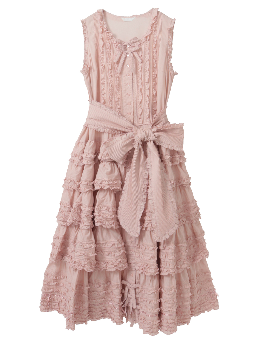 フリル付きノースリーブワンピース ピンク フリル付きピンクノースリーブワンピース 130 - メルカリ