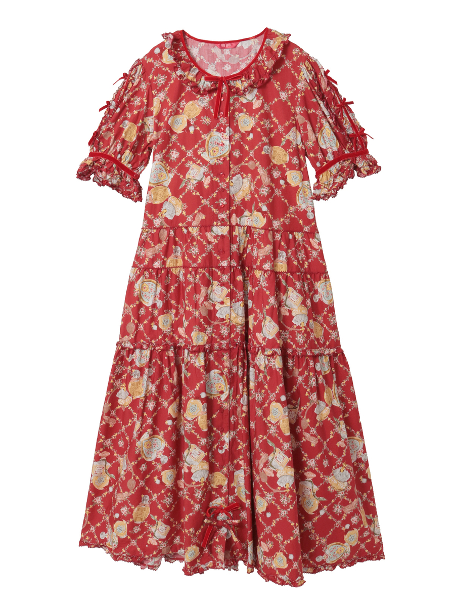 パフュームプリントワンピース 詳細画像 ローズレッド 1