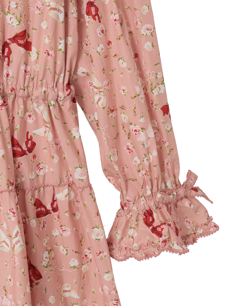 バラとリボンプリントワンピース 詳細画像 ソライロ 4