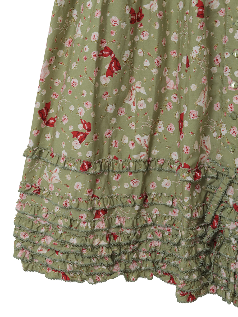 バラとリボンプリントワンピース 詳細画像 ソライロ 8