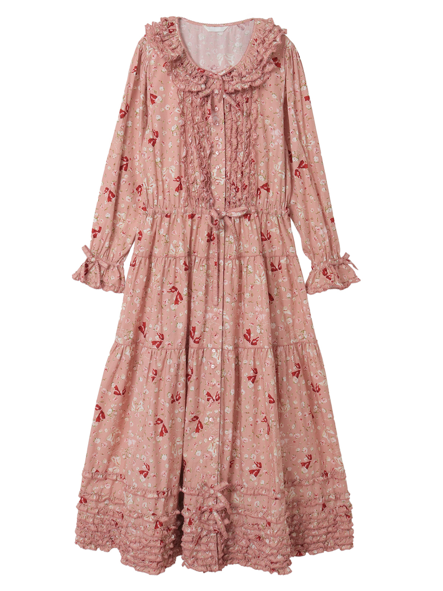 バラとリボンプリントワンピース 詳細画像 ストロベリー 1