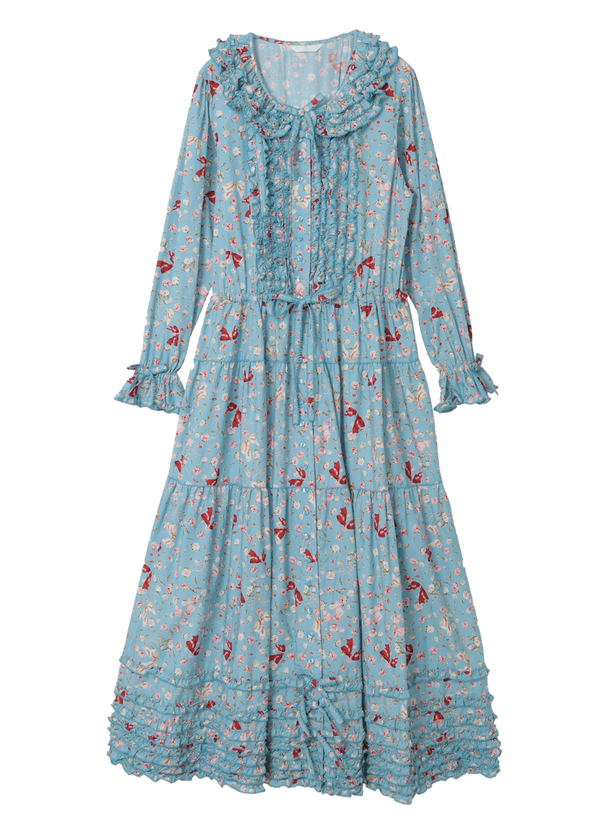 バラとリボンプリントワンピース 詳細画像 ソライロ 1