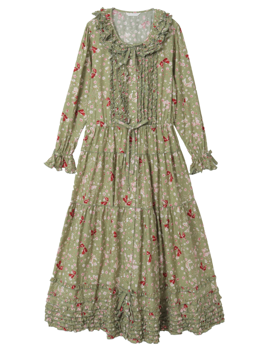 バラとリボンプリントワンピース 詳細画像 ハッカ 1