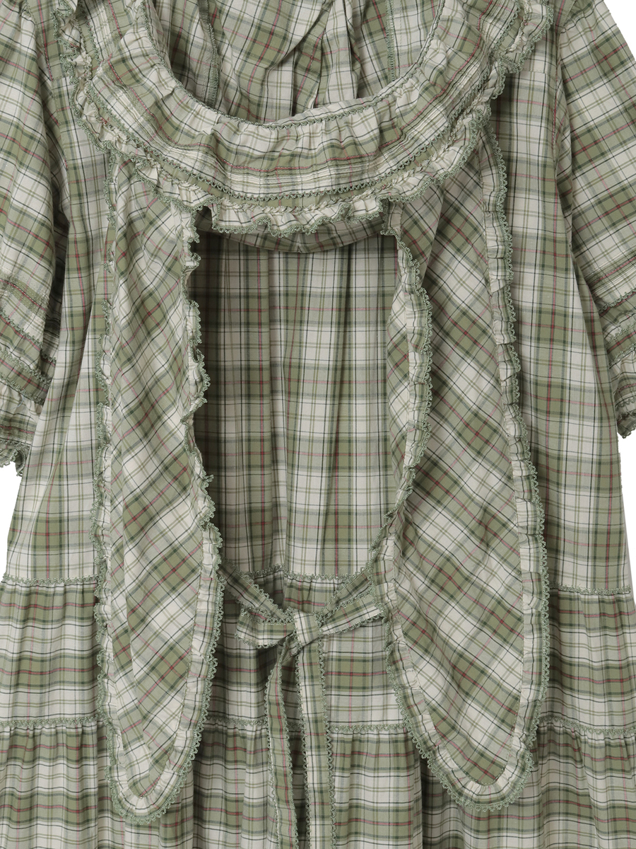 うさぎの耳フード付きオリジナルチェックワンピース 詳細画像 ブルー系 13