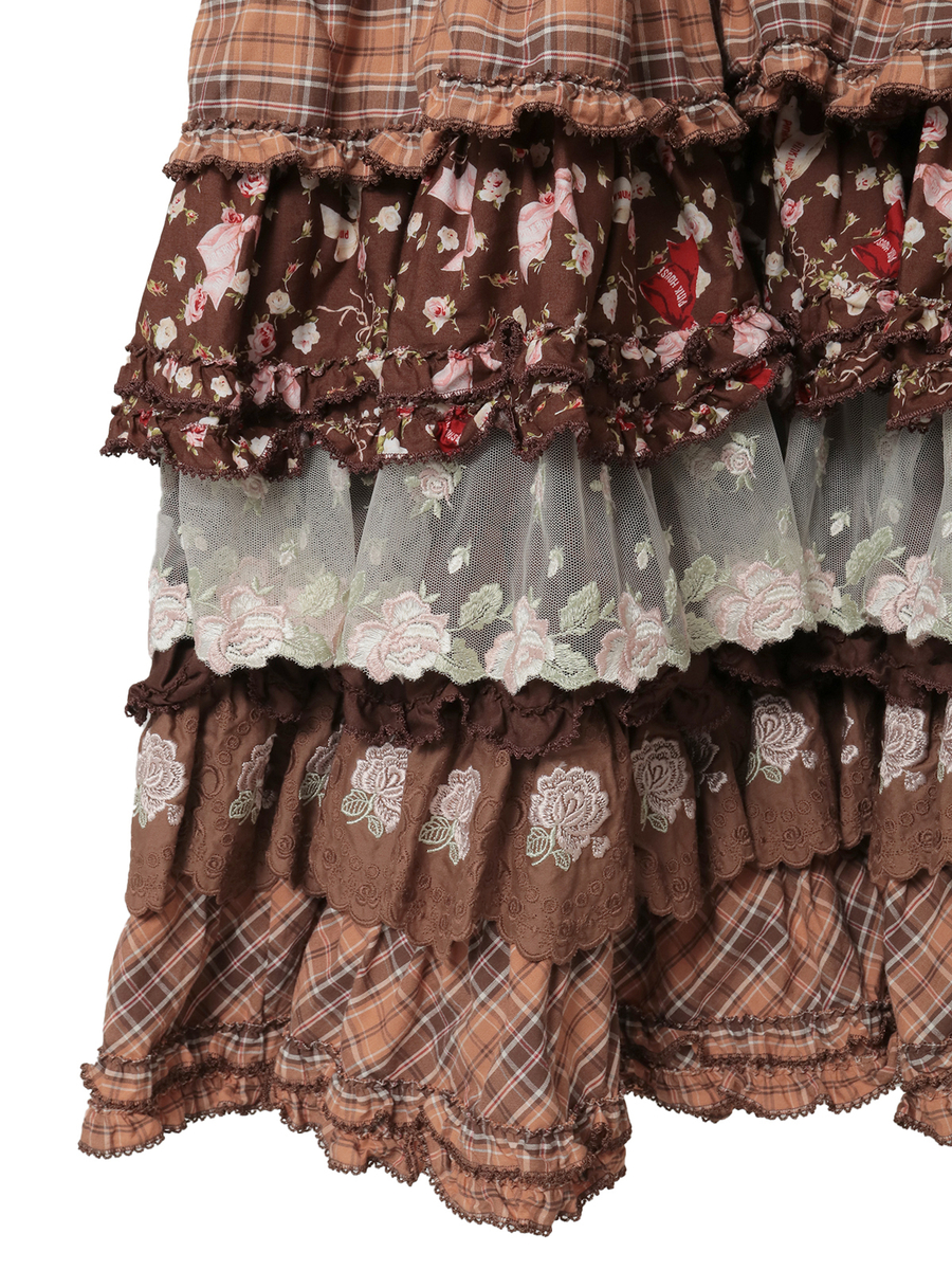 ローズレース使いミックスパッチワークワンピース 詳細画像 ハッカ系 14