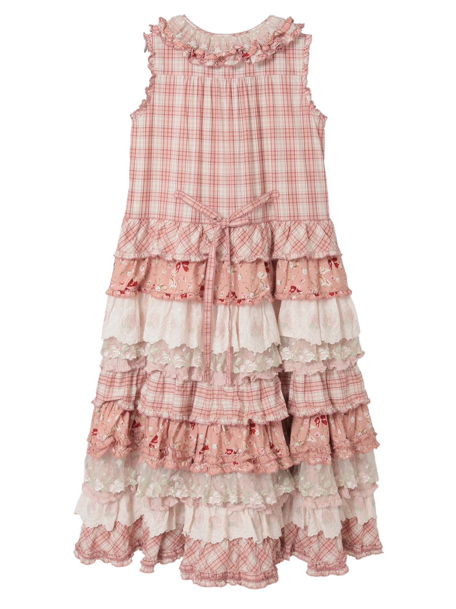 ローズレース使いミックスパッチワークワンピース 詳細画像 ハッカ系 2