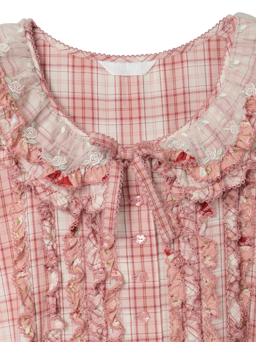 ローズレース使いミックスパッチワークワンピース 詳細画像 ハッカ系 3