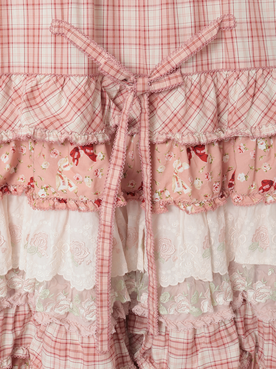 ローズレース使いミックスパッチワークワンピース 詳細画像 ハッカ系 6