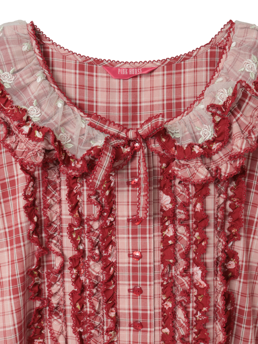 ローズレース使いミックスパッチワークワンピース 詳細画像 ハッカ系 7