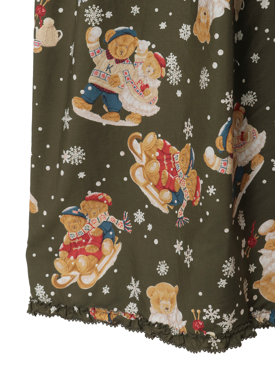 三つ子のくまの冬支度プリントワンピース 詳細画像 クロ 5
