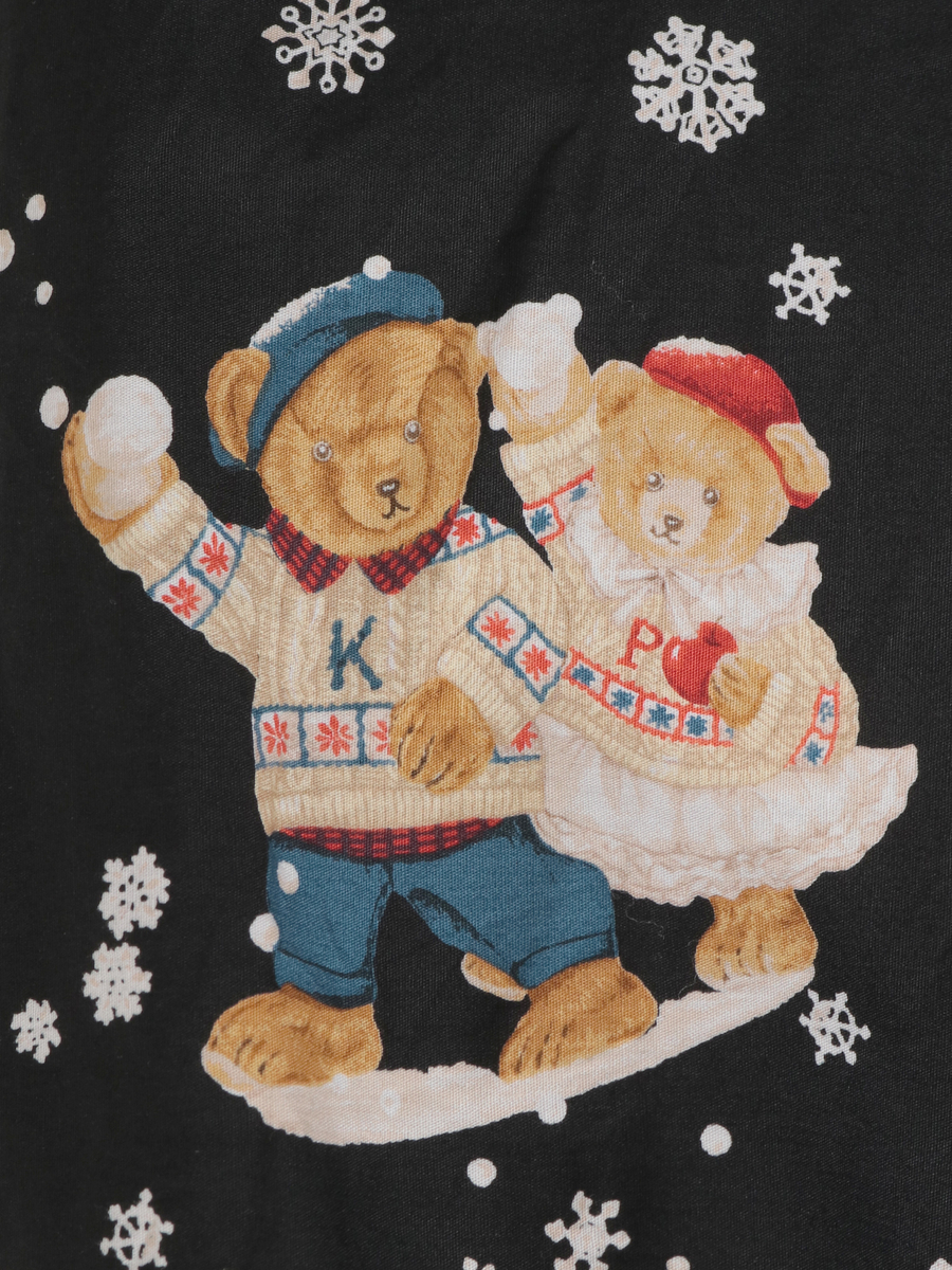 三つ子のくまの冬支度プリントワンピース 詳細画像 クロ 8