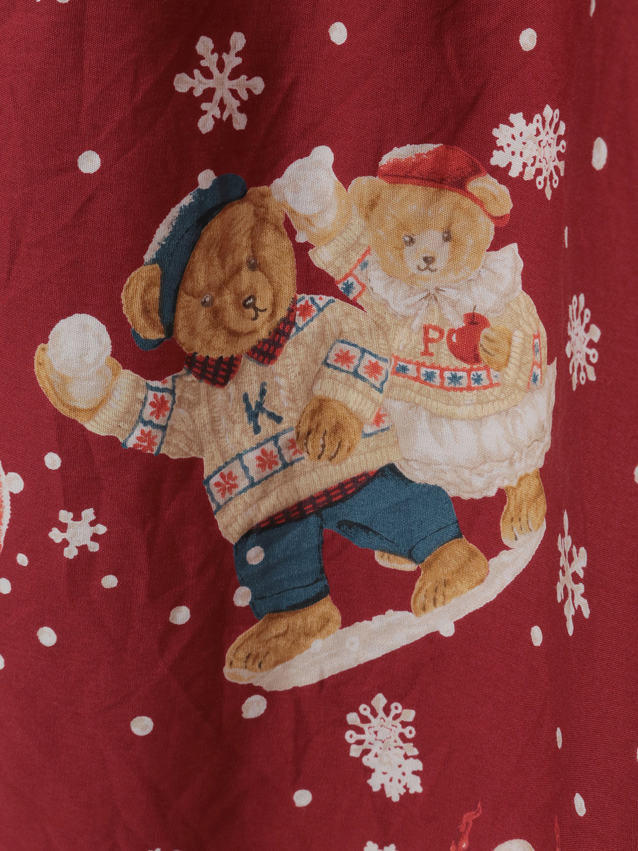 三つ子のくまの冬支度プリントワンピース 詳細画像 クロ 9