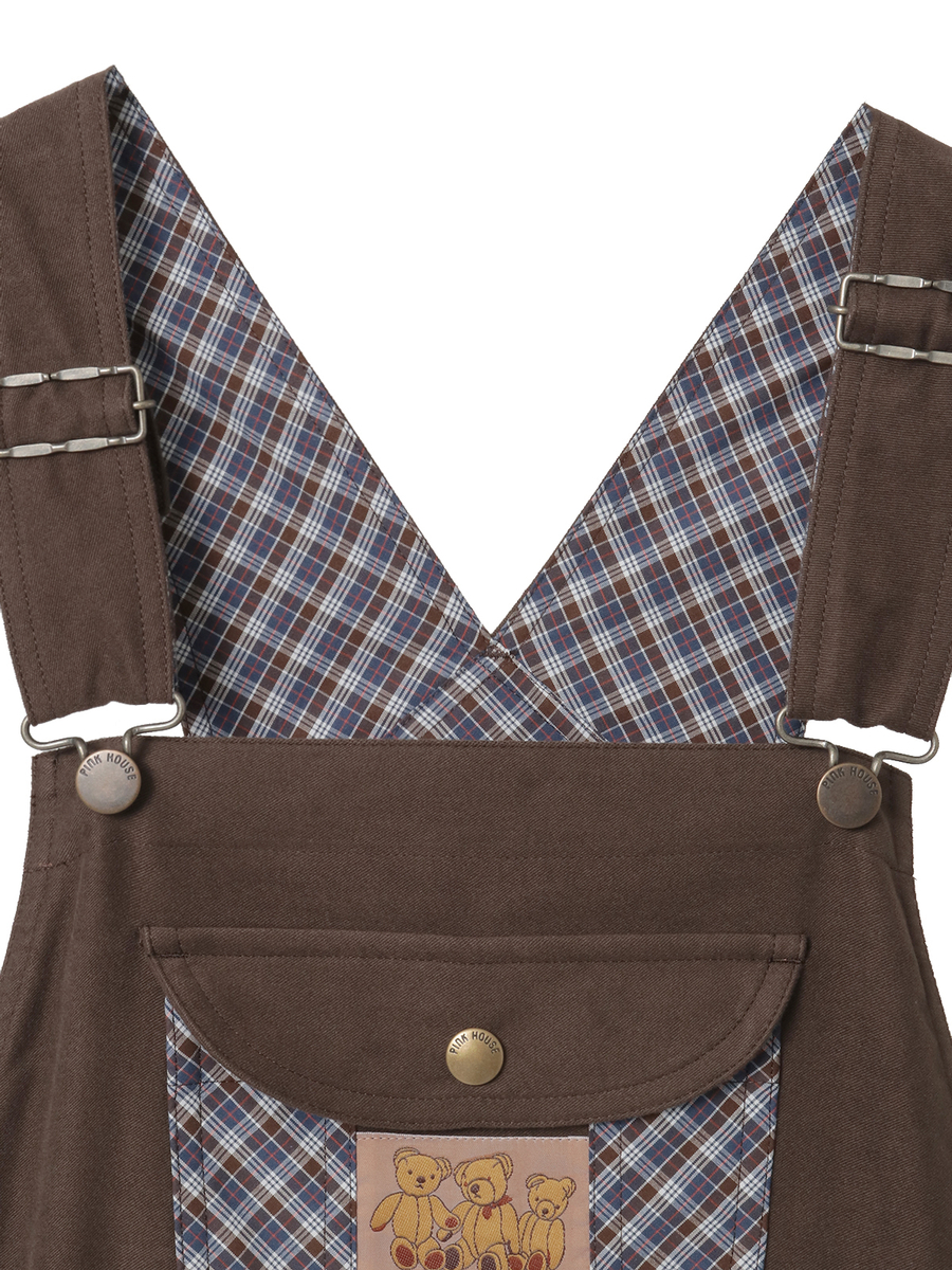 タータンチェック使いサロペットスカート 詳細画像 クロ 3