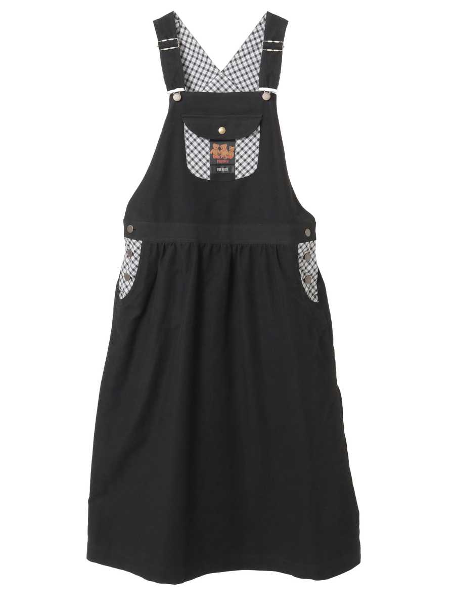 タータンチェック使いサロペットスカート 詳細画像 クロ 1