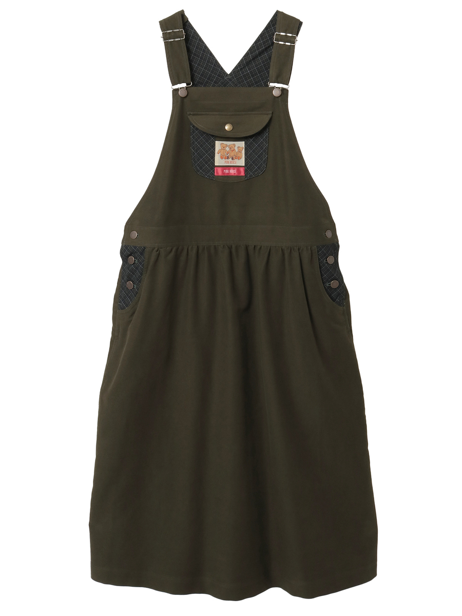 タータンチェック使いサロペットスカート 詳細画像 カーキ 1