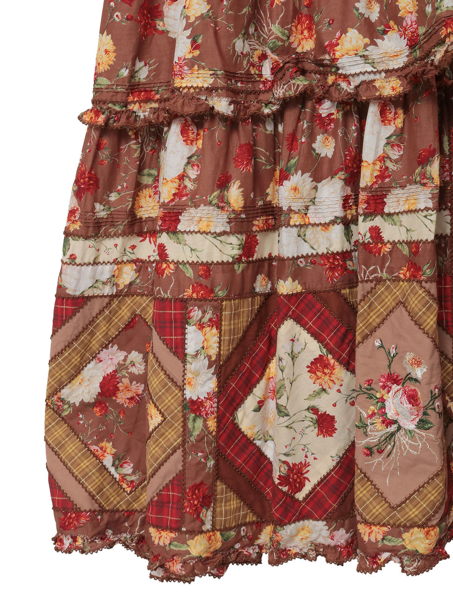 ジョセフィーヌプリントパッチワークワンピース 詳細画像 クロ 14