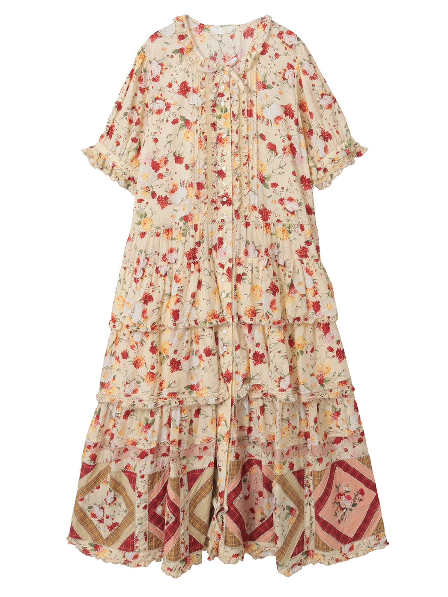 ジョセフィーヌプリントパッチワークワンピース 詳細画像 アイボリー 1