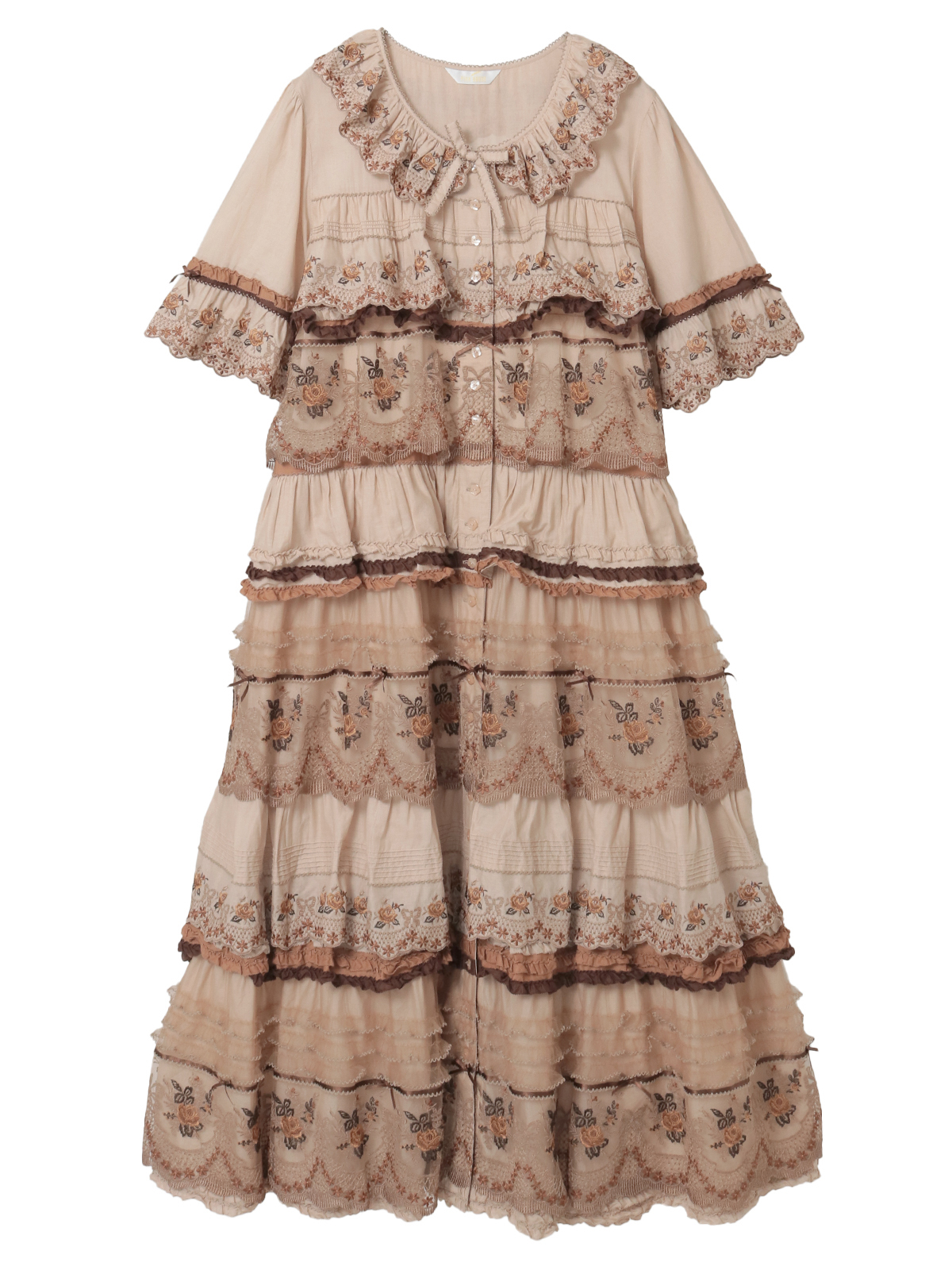 【新品未使用タグ付き】PINK HOUSE　ワンピース　チュールレース ドットチュール×オリジナルローズチュールレース使いワンピース