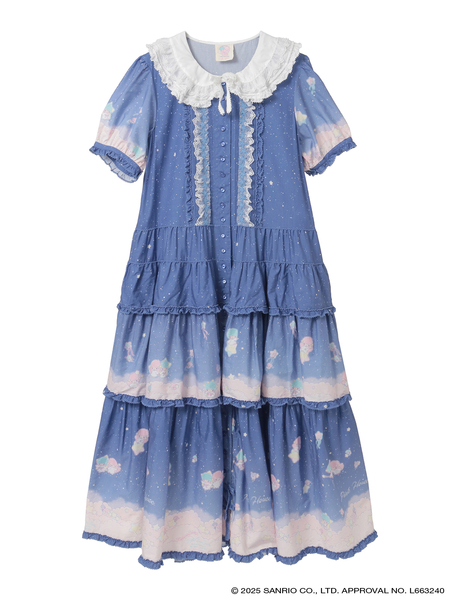 Little Twin Stars×PINK HOUSE A Starry Night Wish柄ワンピース
