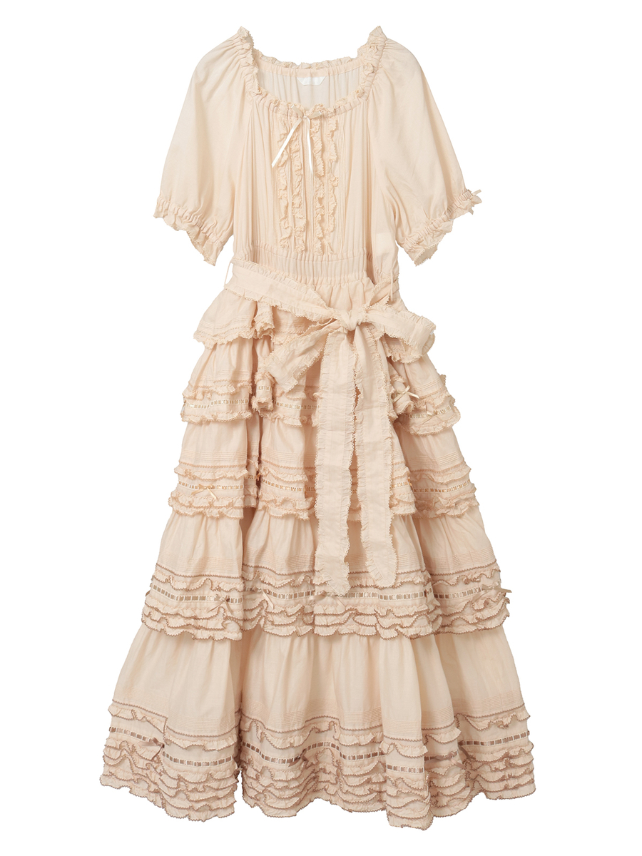 配色フリル使いワンピース 詳細画像 キナリ 1