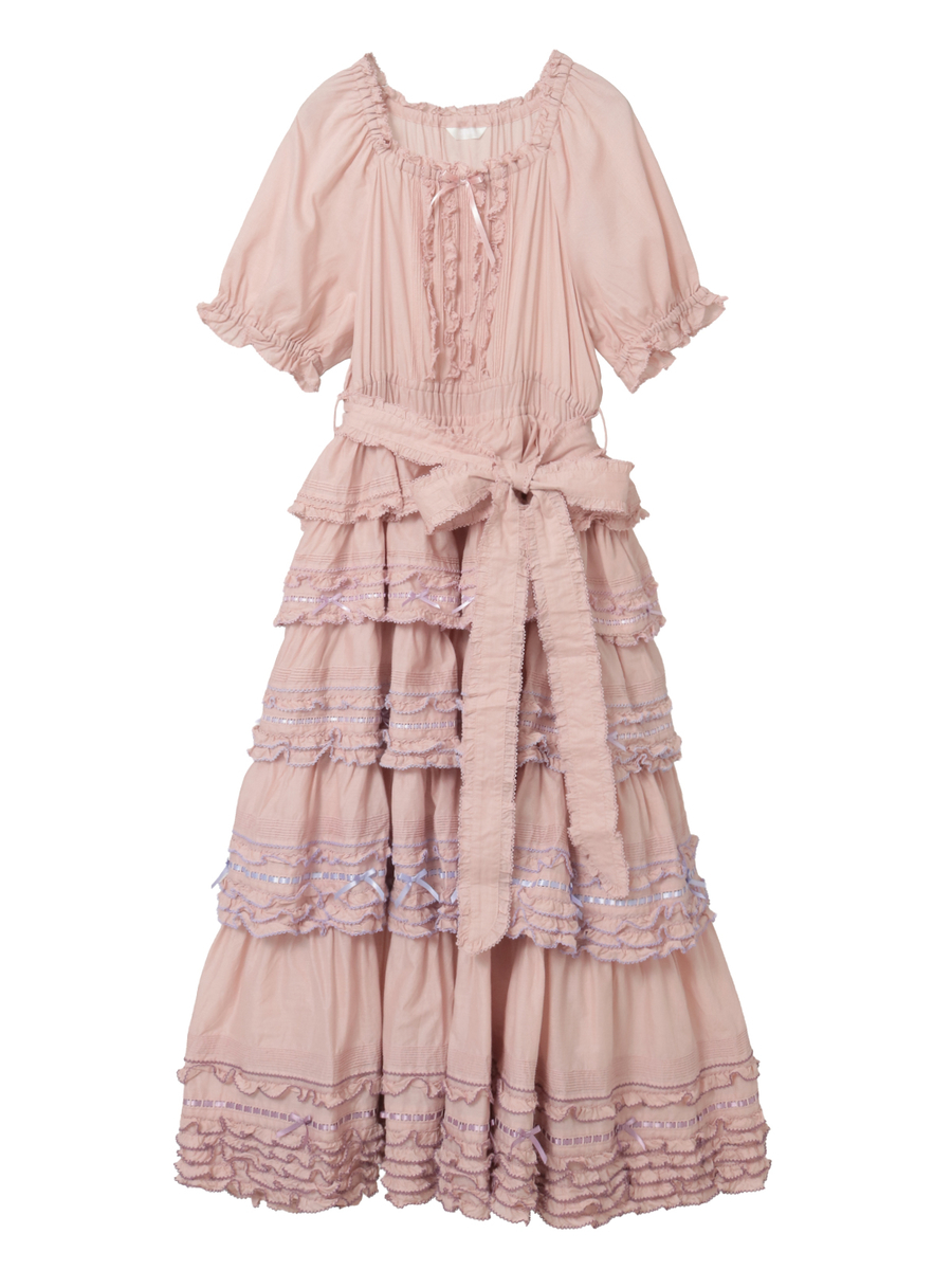 配色フリル使いワンピース 詳細画像 ピンク 1