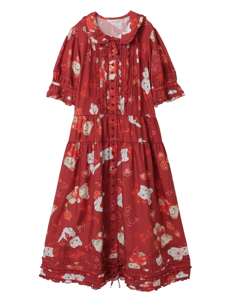 PINK HOUSE×Momoclo ももクロベアプリントフードワンピース