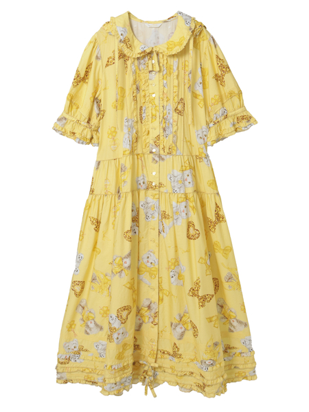 PINK HOUSE×Momoclo ももクロベアプリントフードワンピース