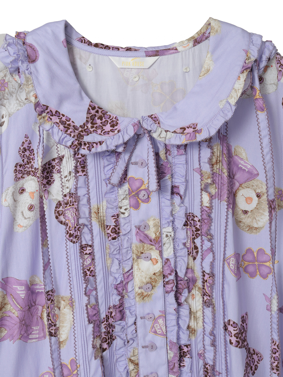 PINK HOUSE×Momoclo ももクロベアプリントフードワンピース 詳細画像 パープル 3