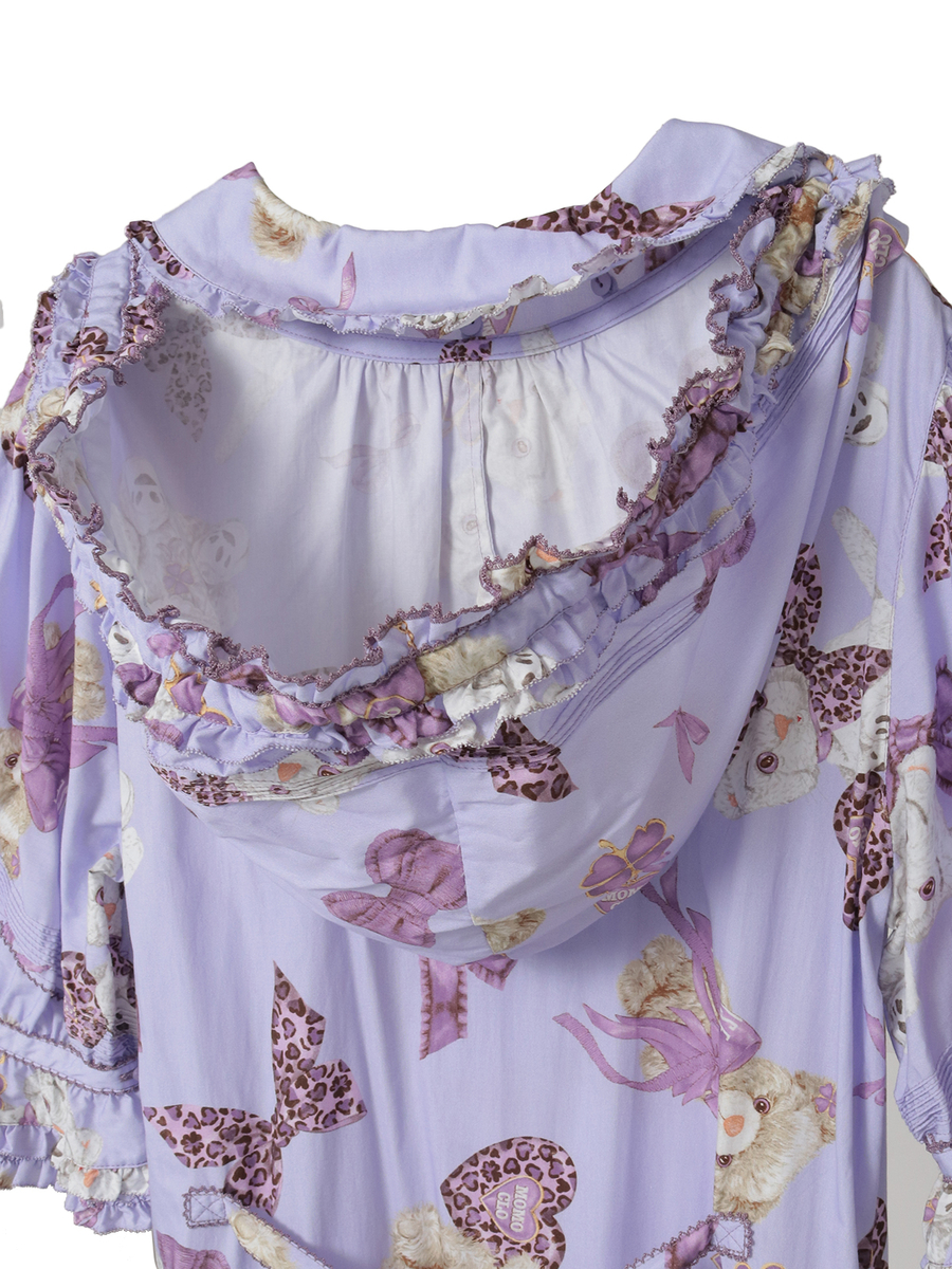 PINK HOUSE×Momoclo ももクロベアプリントフードワンピース 詳細画像 パープル 4