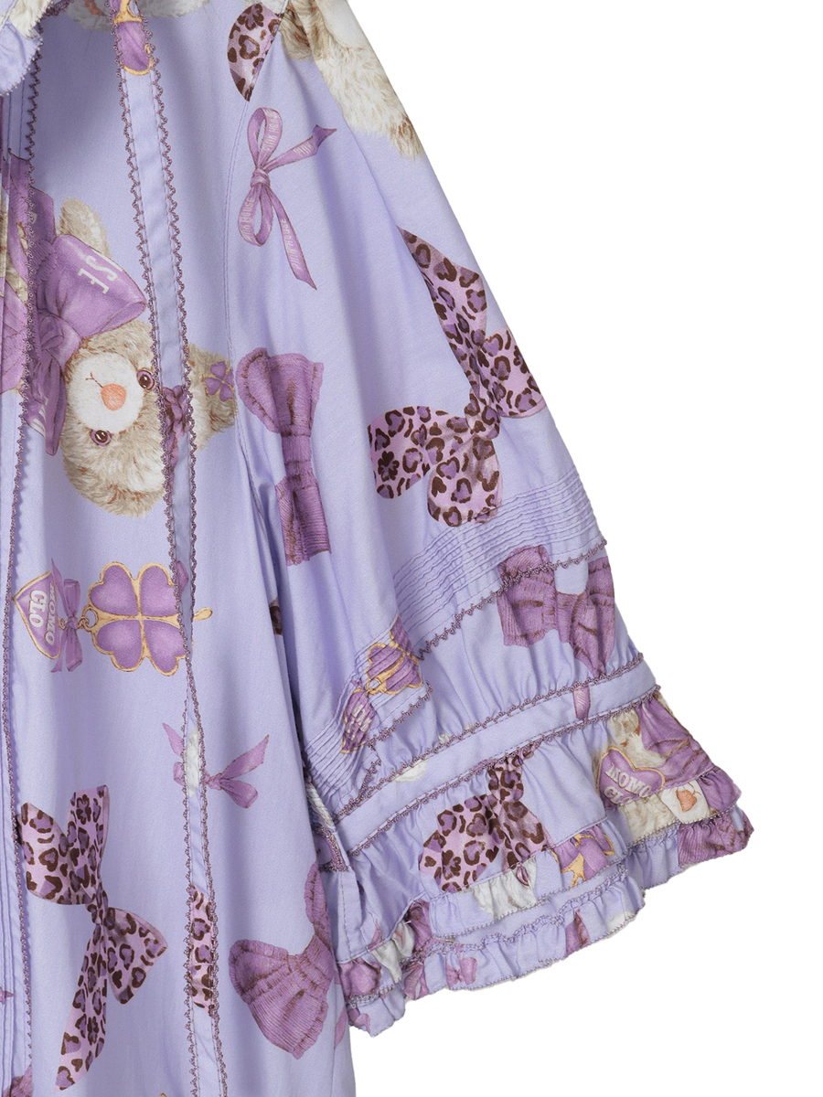 PINK HOUSE×Momoclo ももクロベアプリントフードワンピース 詳細画像 パープル 5