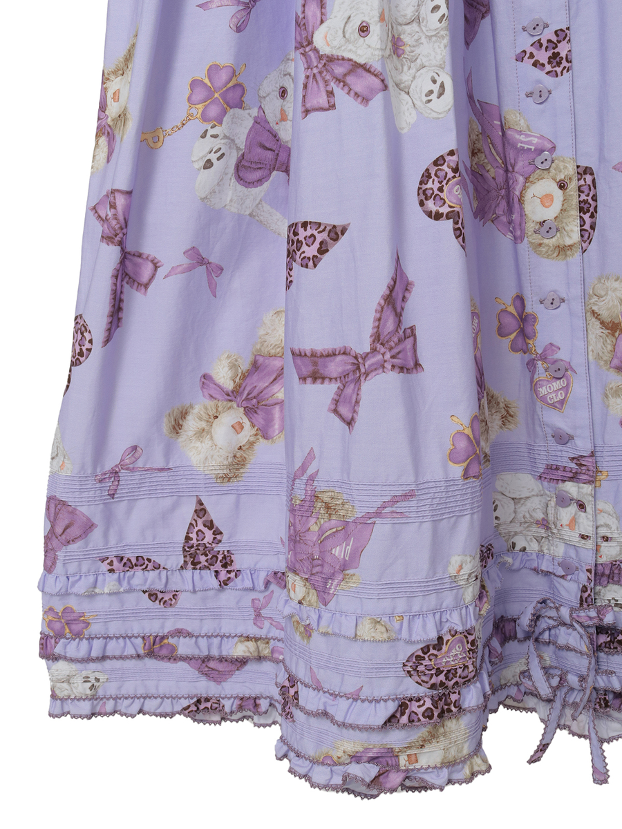 PINK HOUSE×Momoclo ももクロベアプリントフードワンピース 詳細画像 パープル 6