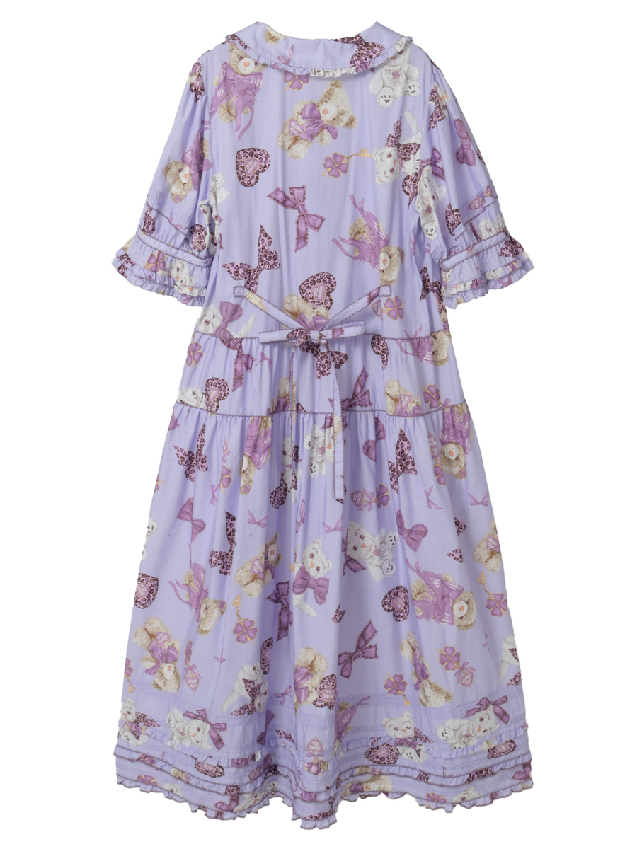 PINK HOUSE×Momoclo ももクロベアプリントフードワンピース 詳細画像 パープル 9