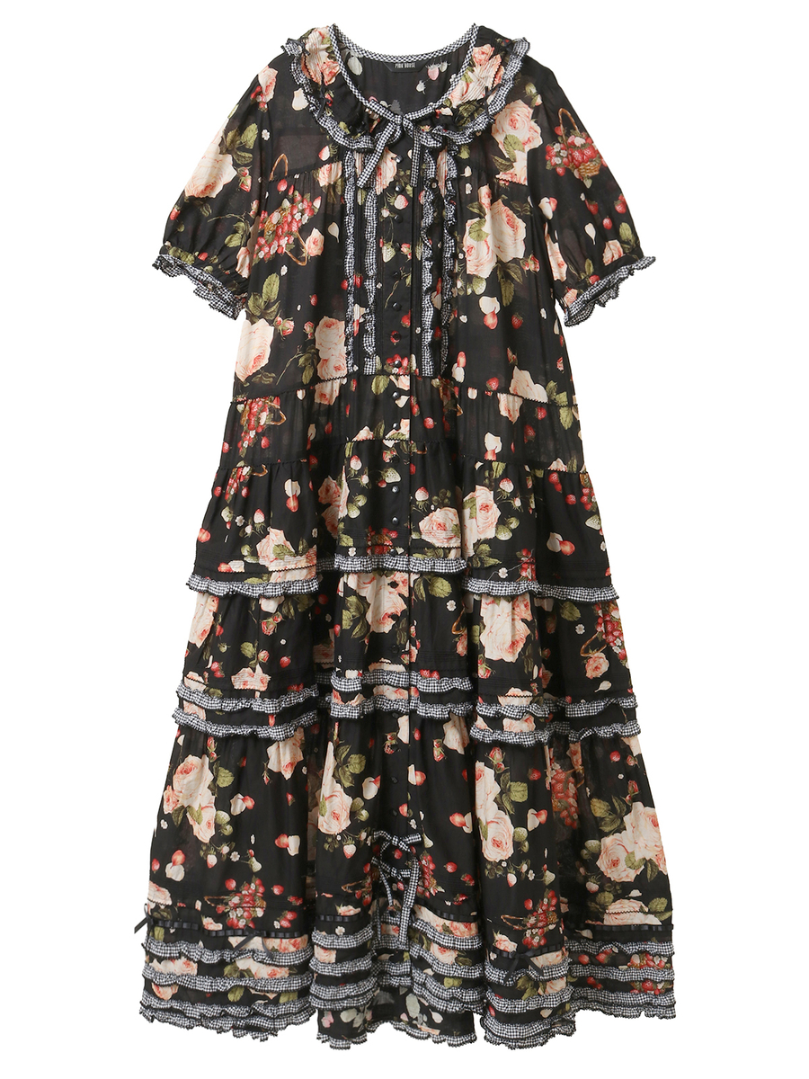 ～Special item～ ストロベリーローズプリントワンピース 詳細画像 クロ 1