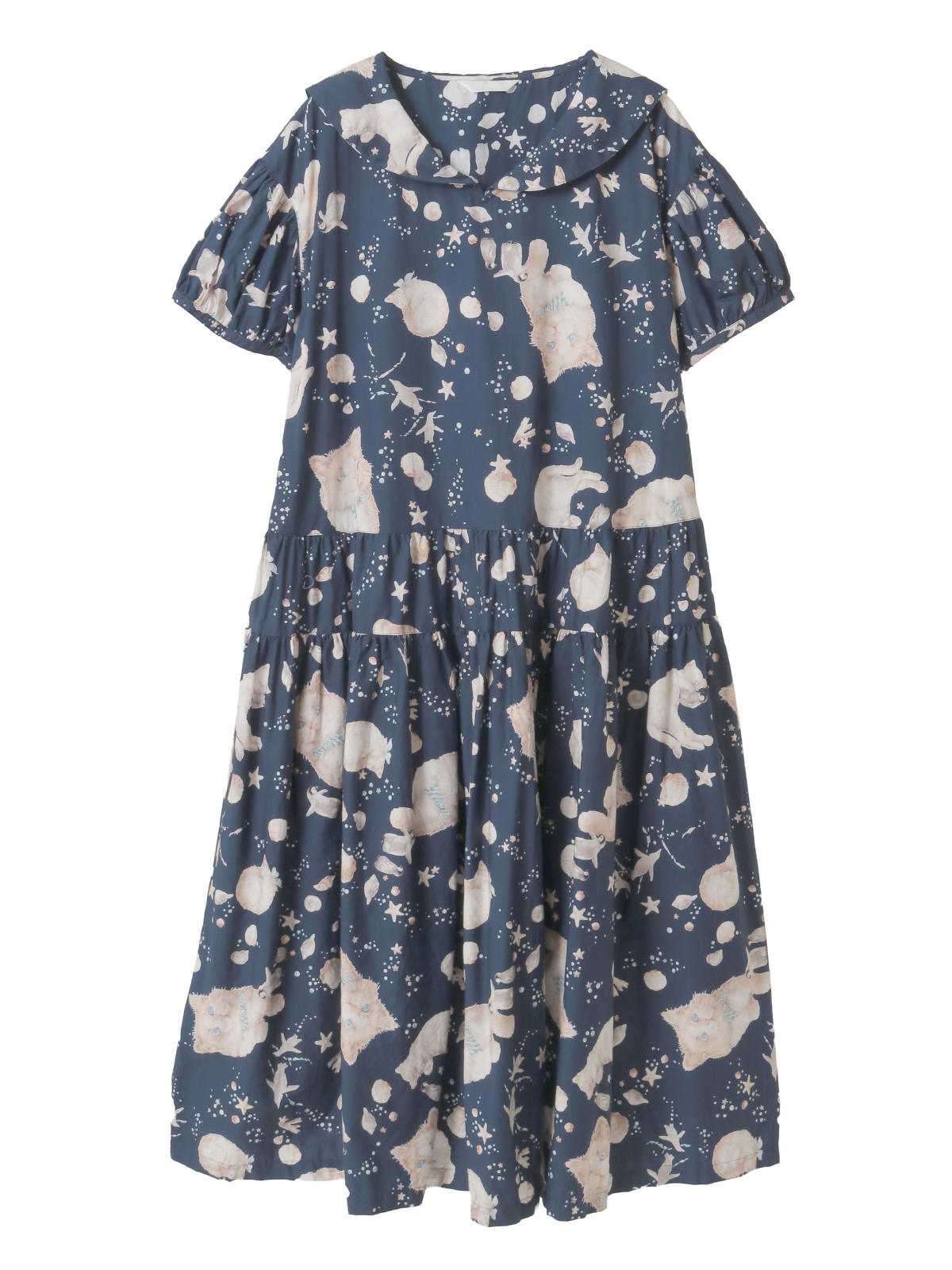 さざ波とねこプリントミディワンピース｜ピンクハウスオフィシャル