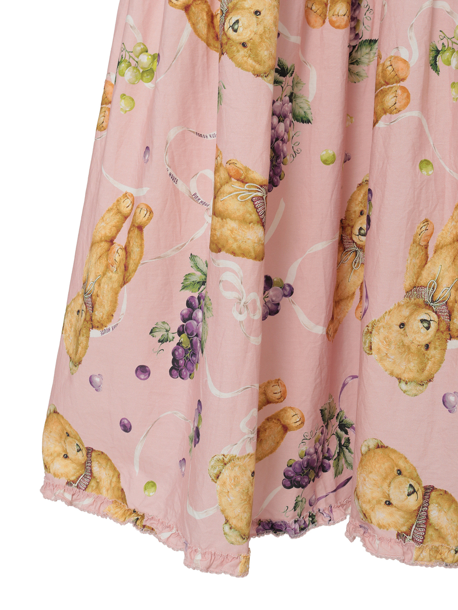 くま葡萄プリントミディワンピース 詳細画像 ブルー 10