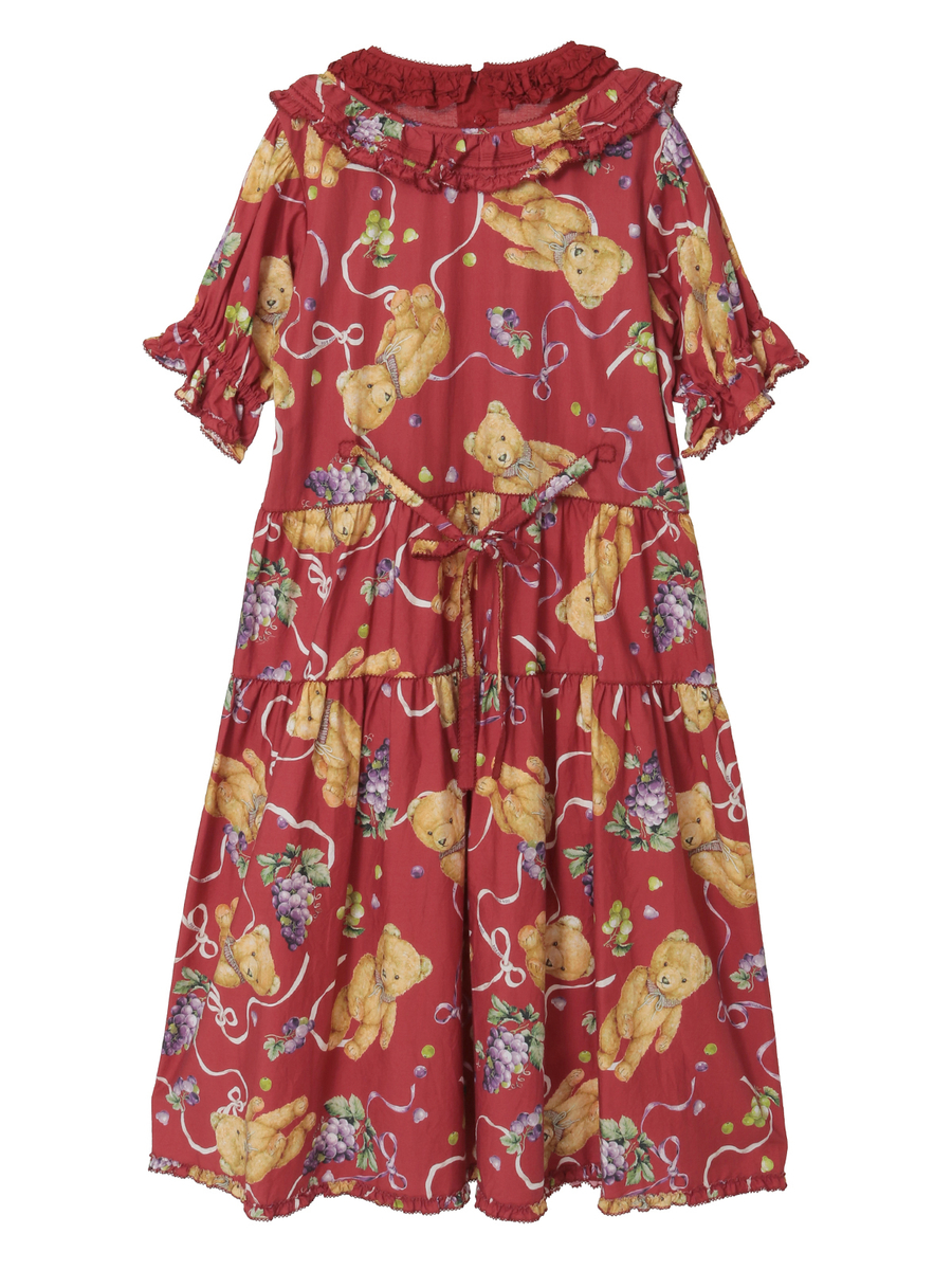 くま葡萄プリントミディワンピース 詳細画像 ブルー 2