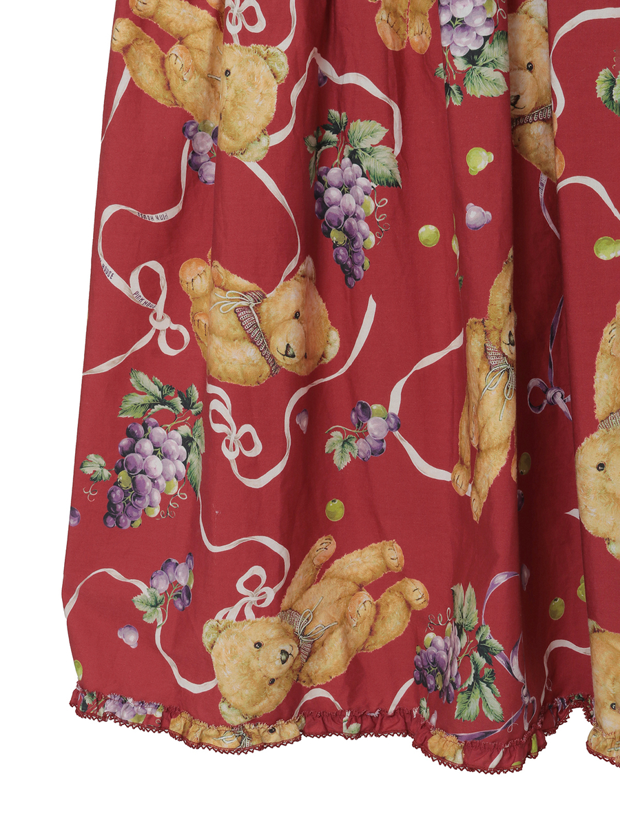 くま葡萄プリントミディワンピース 詳細画像 ブルー 5