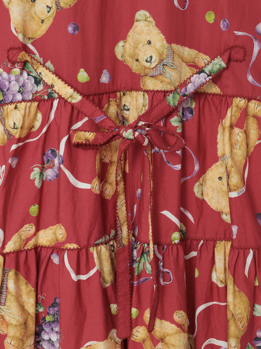 くま葡萄プリントミディワンピース 詳細画像 ブルー 7