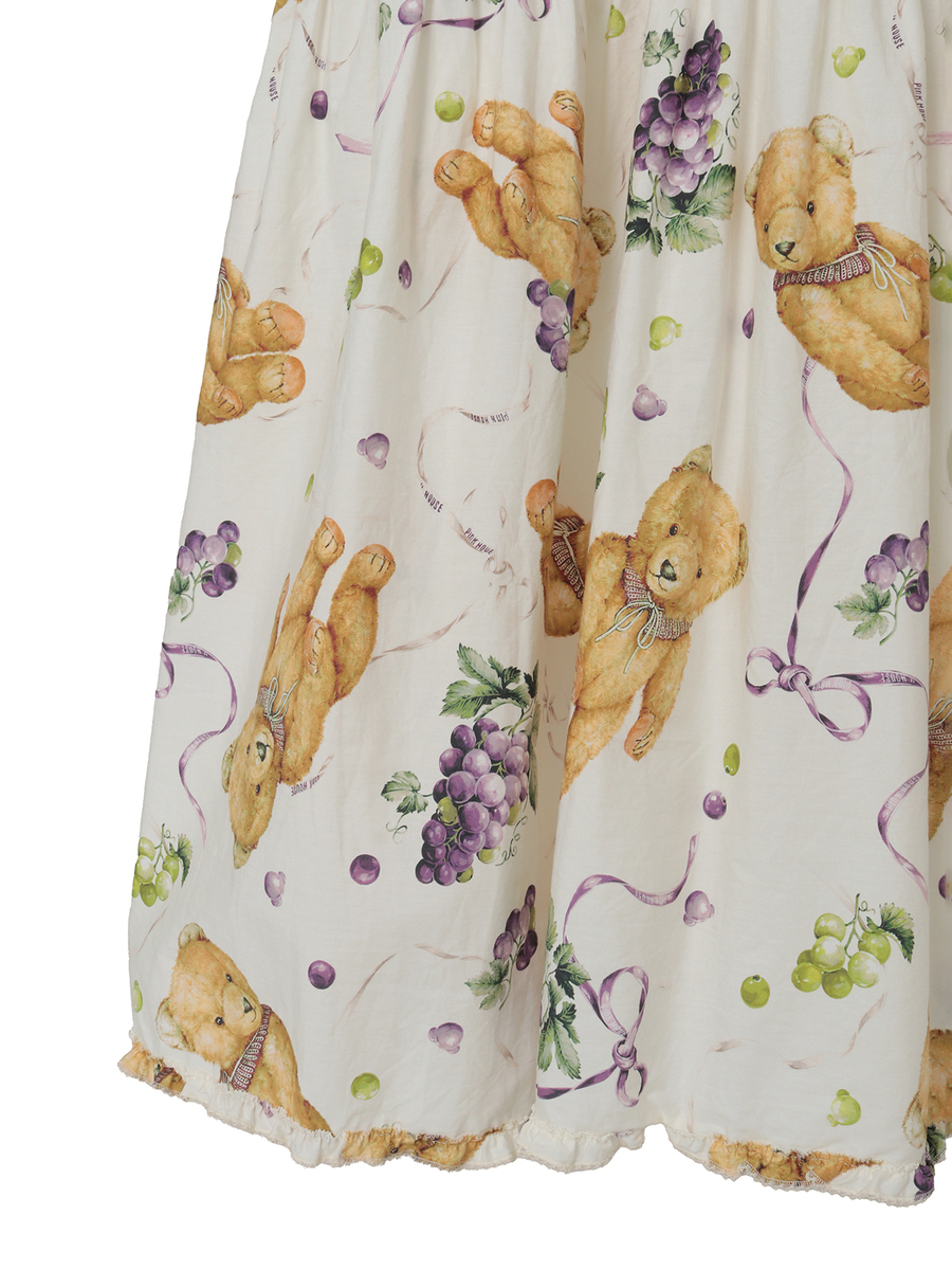 くま葡萄プリントミディワンピース 詳細画像 ブルー 8