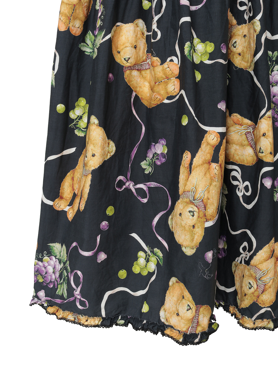 くま葡萄プリントミディワンピース 詳細画像 ブルー 9